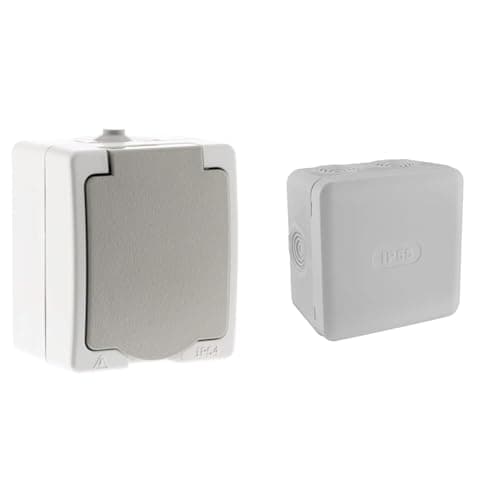 Zenitech - Prise électrique 2P plus T 16A gris clair IP54/IP55 1 paquet - étanche extérieur - Debflex 85X85 - 718806 - P