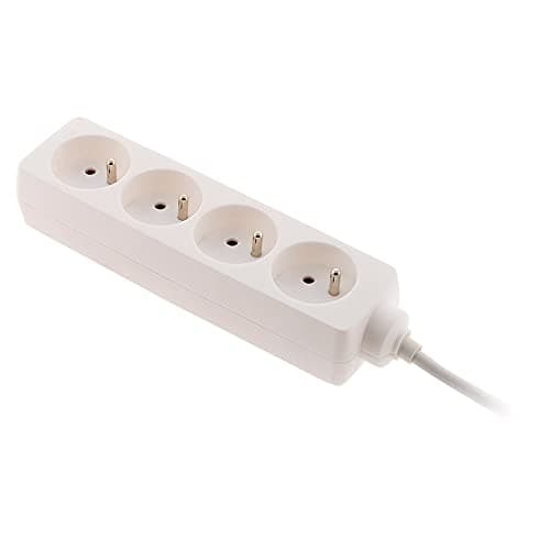 Bloc multiprise Zenitech 4 Prises 2P+T 16A Blanc - 2P+T 16A avec fiche européenne - 4 prises multiports pour maison et b
