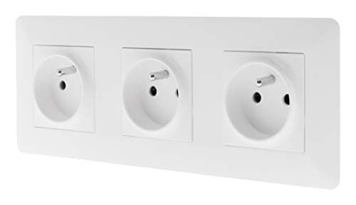 Prise triple Zenitech 16A pour cuisine - compatible boîtier triple - design moderne