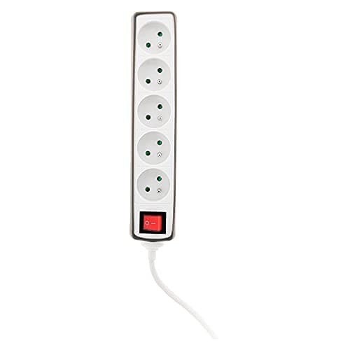 Multipraize Zenitech 5 prises 16A 2P+T + Interrupteur + Housse - Gris