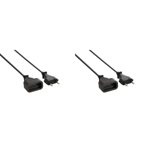 Electraline 20647011D Rallonge électrique pour européen 6A - usage domestique - 2m - section 2x0,75 mm² — Noir