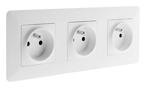 Prise triple Zenitech 16A pour cuisine - compatible boîtier triple - design moderne