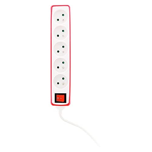 Multiprise 5x16A 2P+T + Interrupteur + Housse - Rouge - Zenitech - Salle de bains - Sécurité accrue - Couleur rouge