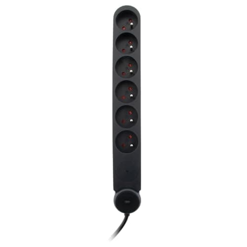 Zenitech Multiprise parafoudre Iota 6x16A + interrupteur Noir Sécurisé - Protection Électrique pour Prises Muraux - Sécu