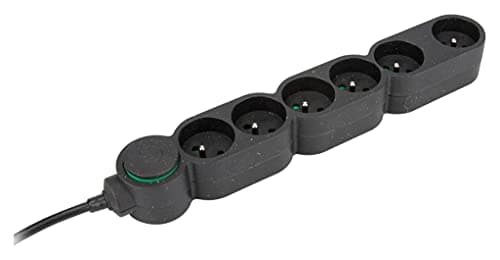 Bloc multiprise Zenitech 6 Prises 2P+T Noir - Multiprise compacte pour maison avec 2 prises USB - Éco-électrique