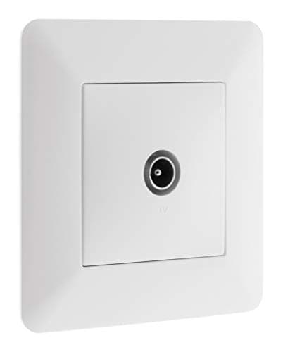 Interrupteur va-et-vient encastré Zenitech 10A 2300W design moderne - Blanc - 86x86 mm — Prise TV