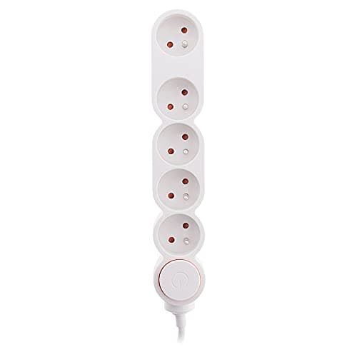 Bloc Home 5 prises 16A 2P+T blanc - pour la maison - câble 1,5m - design élégant - Blanc - Zenitech