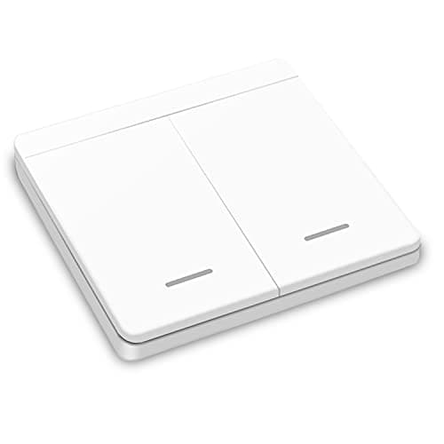 CetteRC Interrupteur d'éclairage sans fil 10A, Installation facile pour lampe jusqu'à 1500W, Contrôleur RF et sécurité — Interrupteur 2-Gang