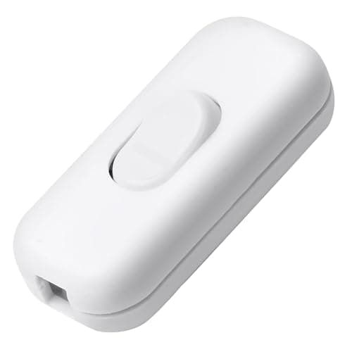 Interrupteur Lampe de Chevet Bi-Polaire Noir 6A 250V, pour Lampe de Bureau et de Chevet, Petit Appareil — Blanc