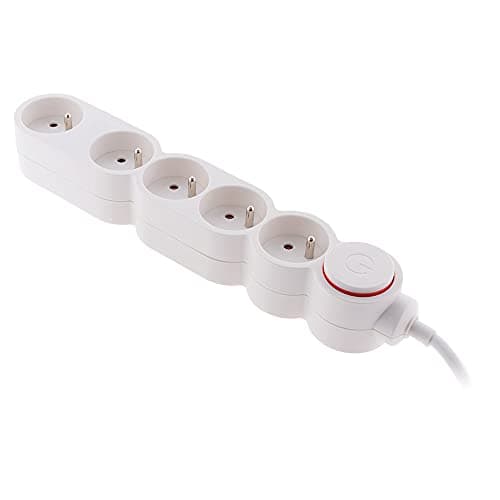 Bloc Home 5 prises 16A 2P+T blanc - pour la maison - câble 1,5m - design élégant - Blanc - Zenitech