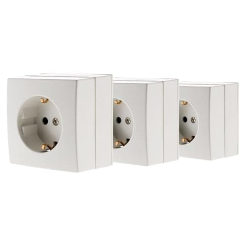 Prise Schuko 16A Blanc Lot de 3 Compatible Moulures Standard Montage Rapide Facile|Mécanisme Détachable|Appareils Électr