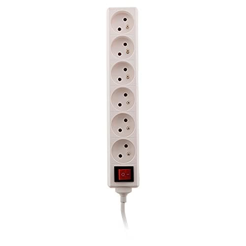 Zenitech Bloc 6 Prises 16A 2P+T Intouchables Blancavec Interrupteur