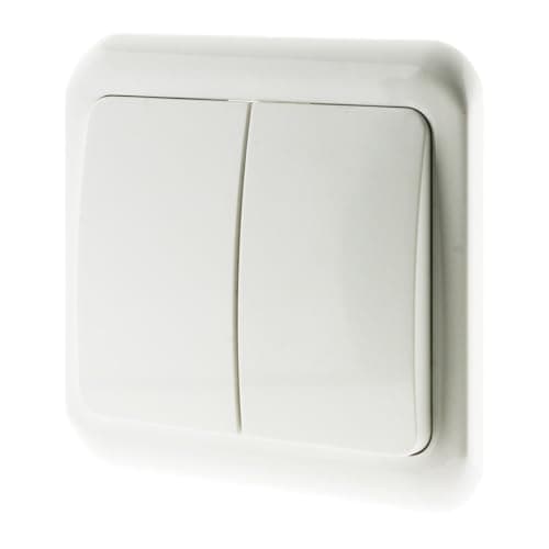 Zenitech Interrupteur Double Antaria Blanc - Électrique Salle de Bain et Cuisine Design Moderne Facile à Installer