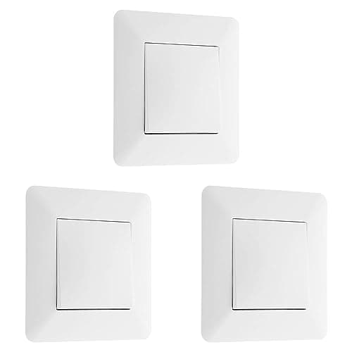 Artezo Interrupteur Poussoir 10A - Blanc Lot de 3 | Interrupteur Electrique pour Maison | 3 Interrupteurs Push Button 10