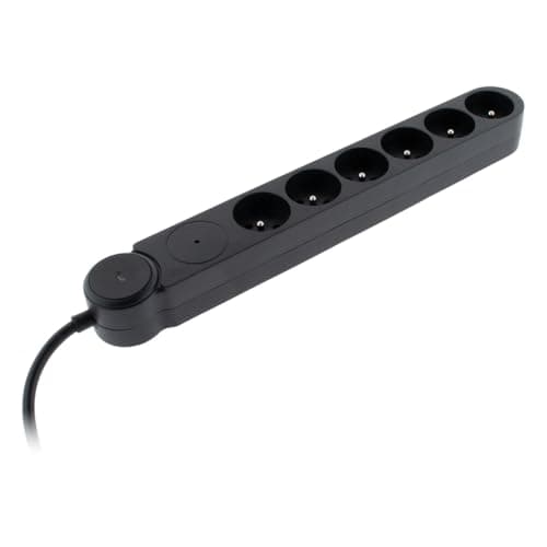 Zenitech Multiprise parafoudre Iota 6x16A + interrupteur Noir Sécurisé - Protection Électrique pour Prises Muraux - Sécu