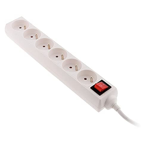 Zenitech Bloc 6 Prises 16A 2P+T Intouchables Blancavec Interrupteur