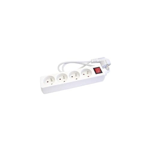 Bloc Multiprise 4 Prises 16A avec Terre + Interrupteur Marche/Arrêt Lumineux, Câble 1m - Blanc Compact et Robuste