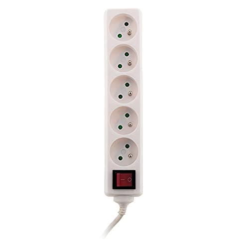 Câble de rallonge 5 prises avec interrupteur - fiche extraplate 1m - Zenitech