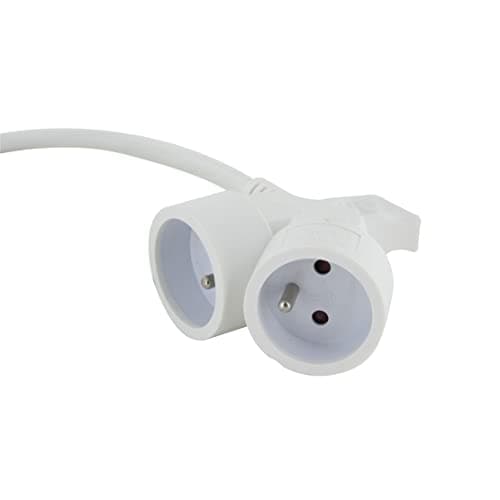Prolongateur Double tête 3m Blanc Chacon - Câble électrique - Cuisinier - Cuisine - Longévité garantie - 1 x 3m