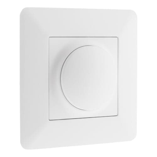 VARIATEUR ROTATIF COMPATIBLE LED - INSTALLATION FACILE PRÊT À POSER - DESIGN MODERNE ET ESTHÉTIQUE - BLANC