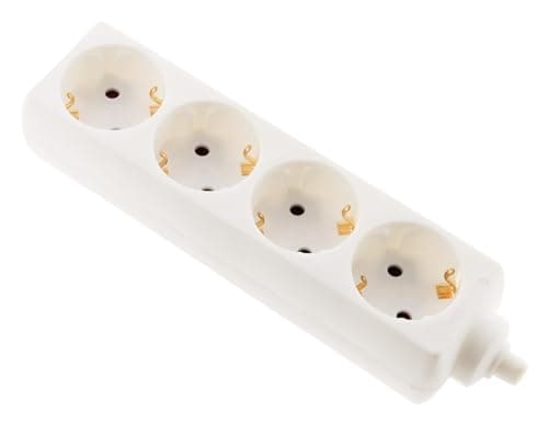 Multiprise Zenitech 4 prises Schuko 16A sans câble - Blanc - Idéal pour la maison - Bureau et salon - Hautement sécurisé