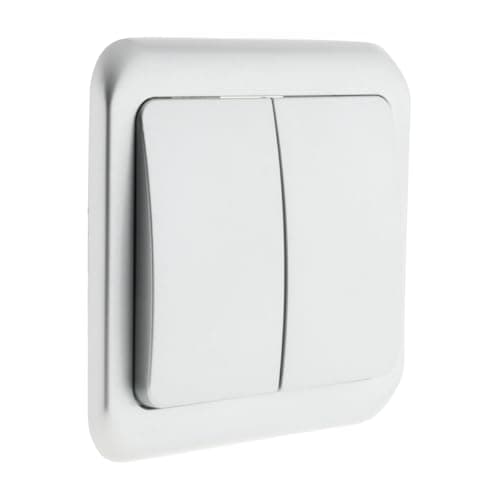 Zenitech Interrupteur Double Antaria Blanc - Électrique Salle de Bain et Cuisine Design Moderne Facile à Installer