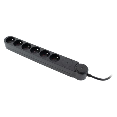 Zenitech Multiprise parafoudre Iota 6x16A + interrupteur Noir Sécurisé - Protection Électrique pour Prises Muraux - Sécu
