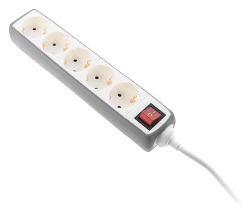 Multiplice 5 prises Schuko 16A + Interrupteur - Gris - Zenitech - Meilleures ventes | Haute qualité