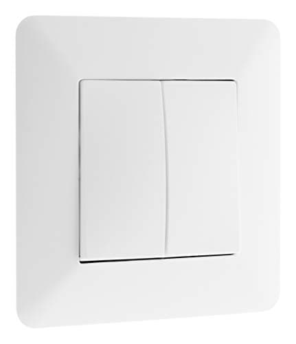 Interrupteur va-et-vient encastré Zenitech 10A 2300W design moderne - Blanc - 86x86 mm — Va et vient double