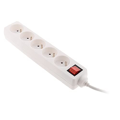 Câble de rallonge 5 prises avec interrupteur - fiche extraplate 1m - Zenitech