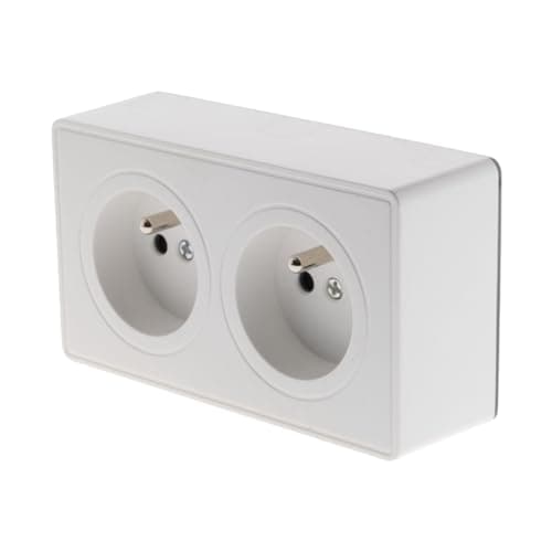 Zenitech Prise Double Saillie 2P+T 16A Blanc - Sûr & Conforme à la Norme CE