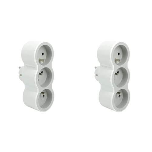 LEGRAND - Fiche multiprise triplée - 3 prises frontales avec terroir - Position horizontal - Sécurité enfant intégrée - — Blanc et gris clair