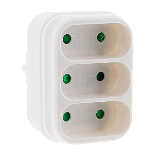 Multiprise Triplite de façade 6A Blanc pour maison - Design moderne - Placage extérieur durable 10A, 250V - 1 pièce - Mu