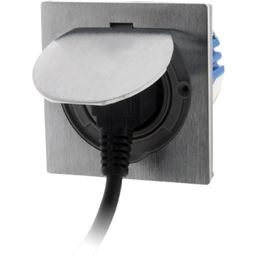 Zenitech Prise de Sol IP55 16A 2P+T - Alu Brossé Clapet Aimanté Sécurité - Fixation Par Vis Incluse - Électrification de