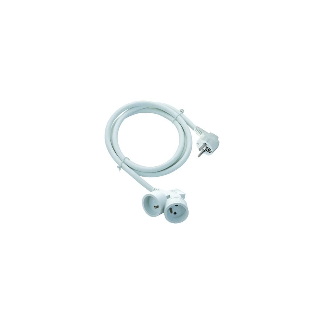 Prolongateur Double tête 3m Blanc Chacon - Câble électrique - Cuisinier - Cuisine - Longévité garantie - 1 x 3m