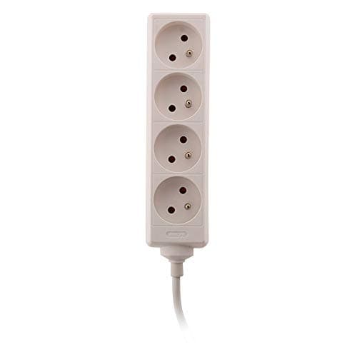 Bloc multiprise Zenitech 4 Prises 2P+T 16A Blanc - 2P+T 16A avec fiche européenne - 4 prises multiports pour maison et b