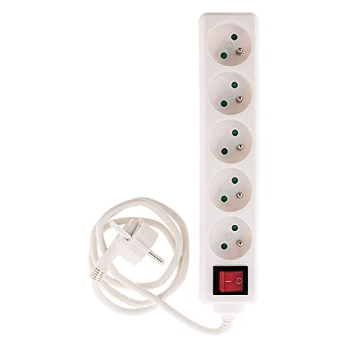 Câble de rallonge 5 prises avec interrupteur - fiche extraplate 1m - Zenitech