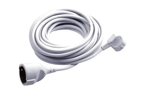 Meister Rallonge Schuko avec Protection de Contact IP20 - 2 m Câble en Plastique Noir 7432220 — Blanc.