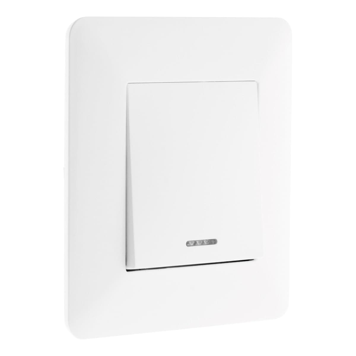 Interrupteur Va et Vient à Voyant 10A - Appareillage Encastré Prêt à Poser - 86x86mm Plaque de Finition Compatible Boîte