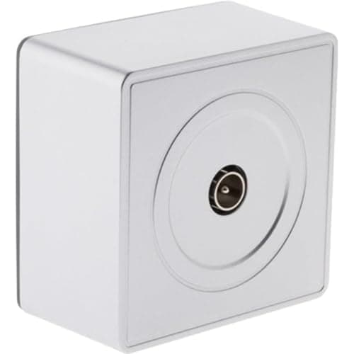Zenitech Prise TV Ø9,52mm en saillie Silver - Électrique - Maison - Montage facile - Blanc Satiné - 1 pièce