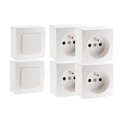Interrupteurs va et Vient Zenitech +4 prises électriques - 16A saillie - Blanc - Presto