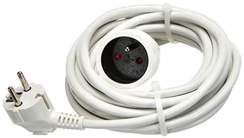 Electraline 10148022J Rallonge électrique 3 m 16A mâle à femelle - section 3G1,5 mm² blanc pour maison et jardin facilem — Blanc