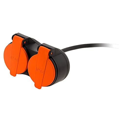 Rallonge étanche Zenitech 2 prises avec clapet orange 10m 3x 1,5mm² - grand usage extérieur