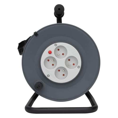 Enrouleur H05VV-F 4 Prises 3G1,5mm² 25m Gris - Zenitech - Câbles - Jardinage - Sécurité
