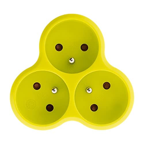 Multiprise Triplite Triangulaire 16A - Sécurisé de haute qualité - Jaune - Pour usage domestique