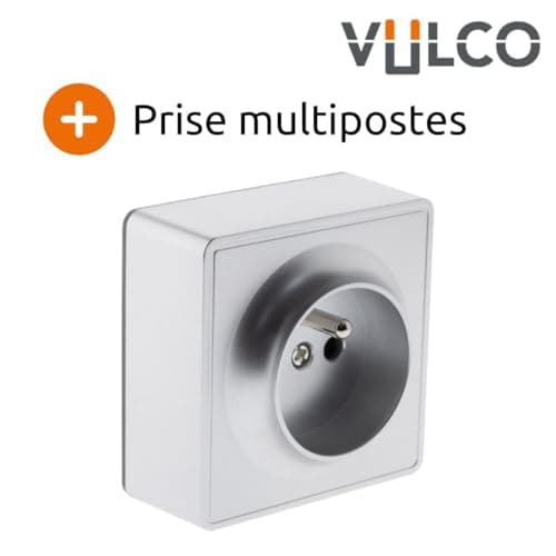 Prise Zenitech saillie 2P+T 16A Silver Vulco - Maison