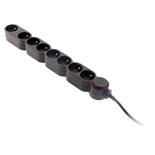 Bloc Home - Prises électrique 8 sorties 16A 2P+T - Noir - Zenitech - Câble 1,5m - Électricité domestique - Maison - Sécu