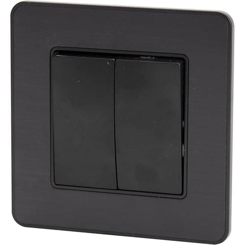 Zenitech Interrupteur Complet va-et-vient double 10A en métal brossé noir pour Kouro