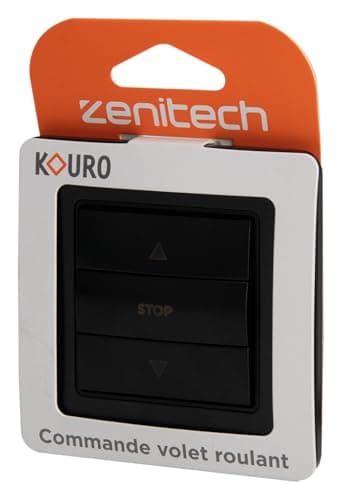 Interrupteur de volets roulants Zenitech 10A - métal noir brossé - parfait pour le bureau - facile à installer - robust