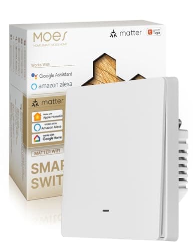 MOES Matter Wi-Fi Interrupteur intelligent - Compatible Alexa/Apple Home/Google Home/SmartThings - Contrôle par Tuya - 1